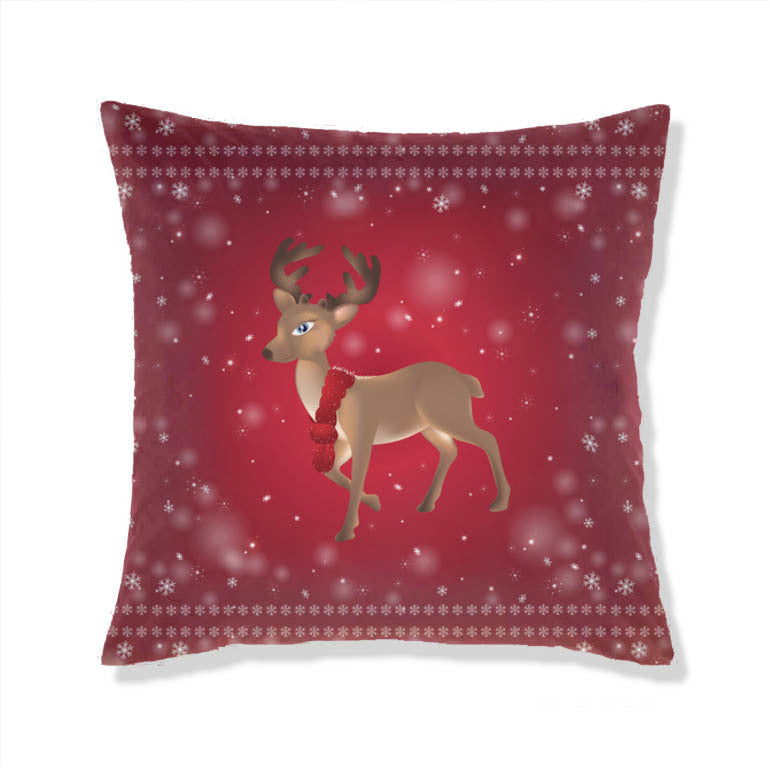 KTX-665363 Christmas-Themed Plush Pillow Cushion Cover in Festive Print