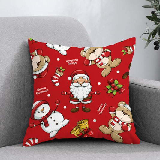 KTX-665363 Christmas-Themed Plush Pillow Cushion Cover in Festive Print