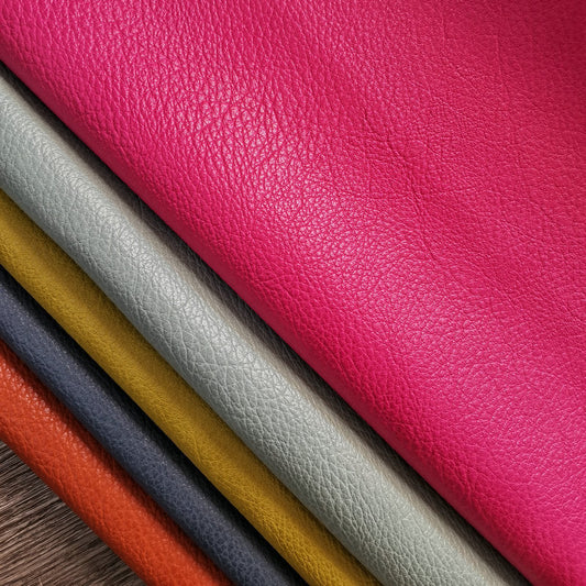 KTX-666195 Double-Color Litchi Grain Leather Fabric with Thick Elastic Base - Various Colors Available