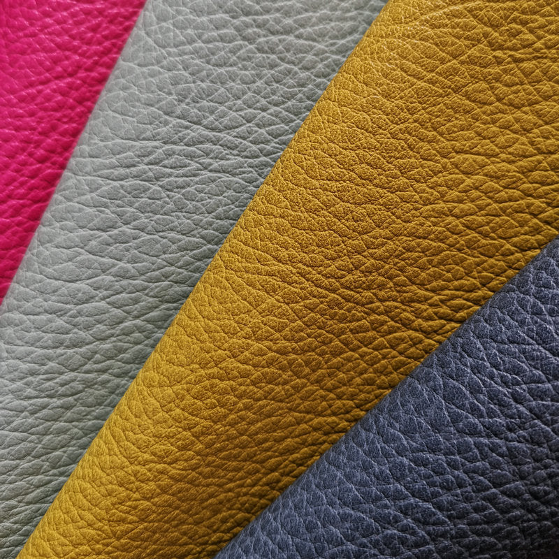 KTX-666195 Double-Color Litchi Grain Leather Fabric with Thick Elastic Base - Various Colors Available