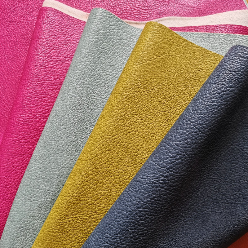 KTX-666195 Double-Color Litchi Grain Leather Fabric with Thick Elastic Base - Various Colors Available