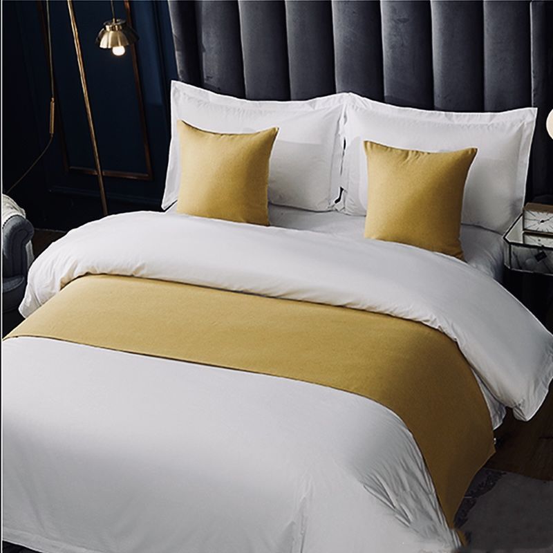 KTX-666515 Modern Polyester Hotel Bed Runner in Dark Blue, Gray, Ginger Yellow, and Brown - Multiple Sizes Available