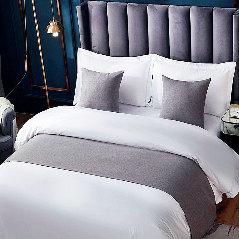 KTX-666515 Modern Polyester Hotel Bed Runner in Dark Blue, Gray, Ginger Yellow, and Brown - Multiple Sizes Available