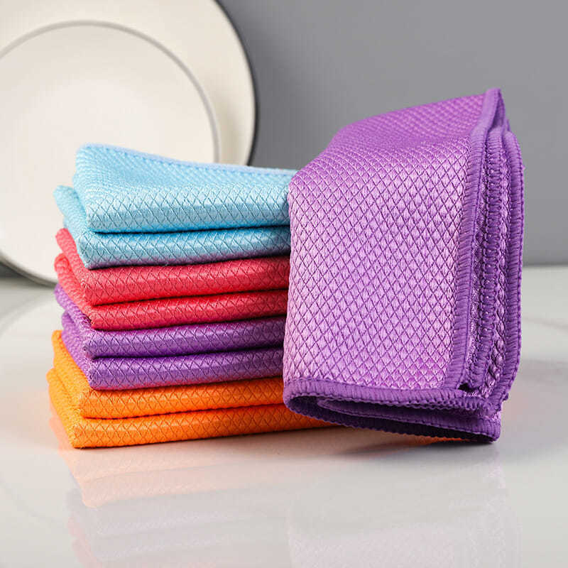 KTX-667091 Bamboo Fiber Absorbent Kitchen Towels - Fish Scale Rag Seamless Design, Various Pack Sizes Available