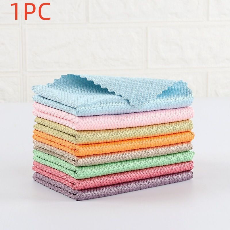 KTX-667091 Bamboo Fiber Absorbent Kitchen Towels - Fish Scale Rag Seamless Design, Various Pack Sizes Available