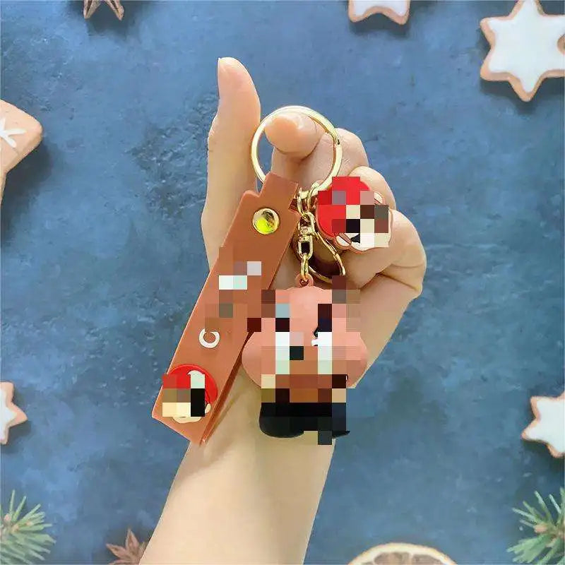 KTX-667347 3D Cartoon Mushroom Character Keychain - Kawaii PVC Hanging Accessory