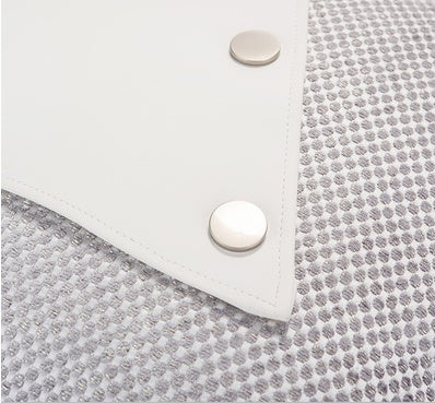 KTX-668499 Beige Square Pillow with Geometric White Leather Stitching, 45x45cm