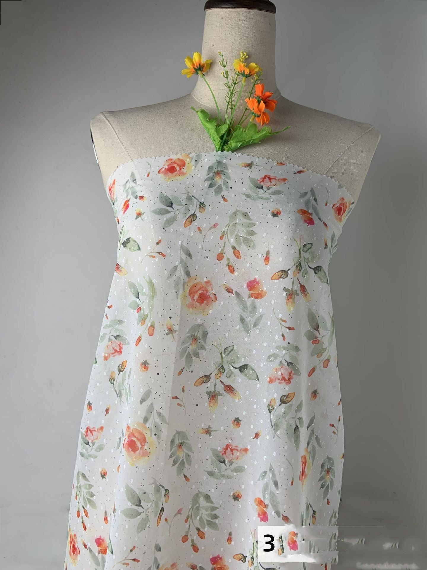 KTX-668499 Chiffon Gold Printed Hanfu Fabric for Spring and Summer - 100% Polyester, 148cm Wide