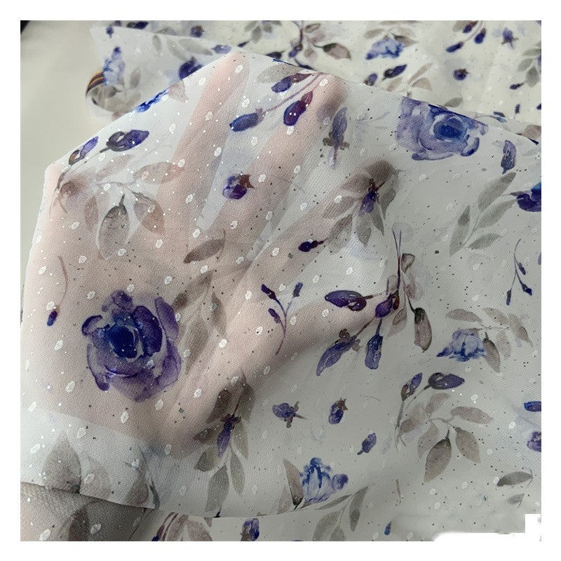 KTX-668499 Chiffon Gold Printed Hanfu Fabric for Spring and Summer - 100% Polyester, 148cm Wide