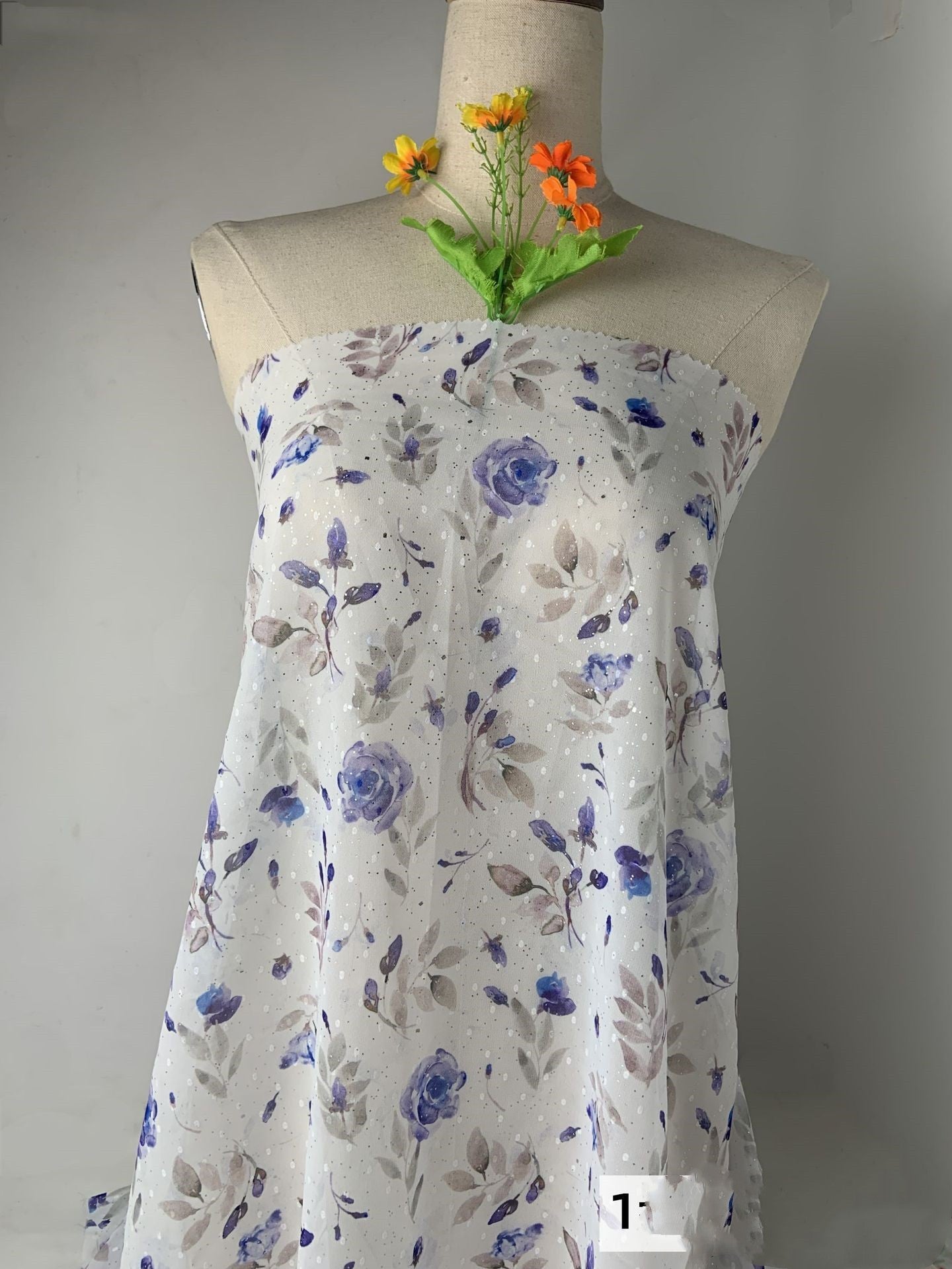 KTX-668499 Chiffon Gold Printed Hanfu Fabric for Spring and Summer - 100% Polyester, 148cm Wide