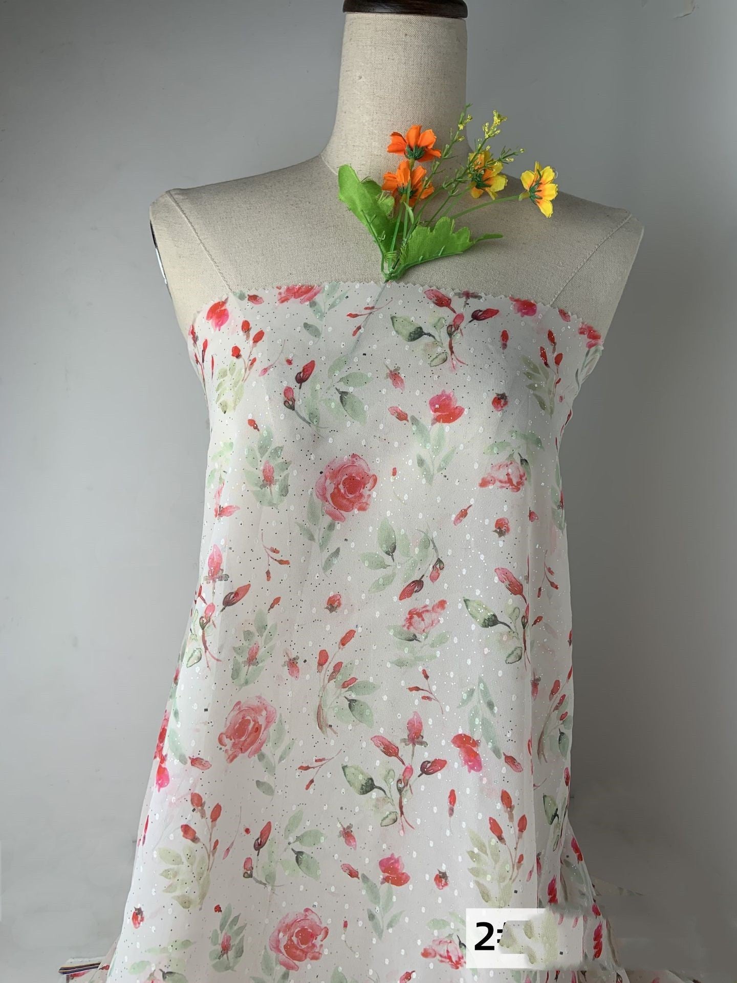 KTX-668499 Chiffon Gold Printed Hanfu Fabric for Spring and Summer - 100% Polyester, 148cm Wide