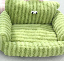 KTX-668947 Striped Pet Sofa Nest for Small Dogs - Available in Blue, Warm Yellow, Pink, and Grass Green