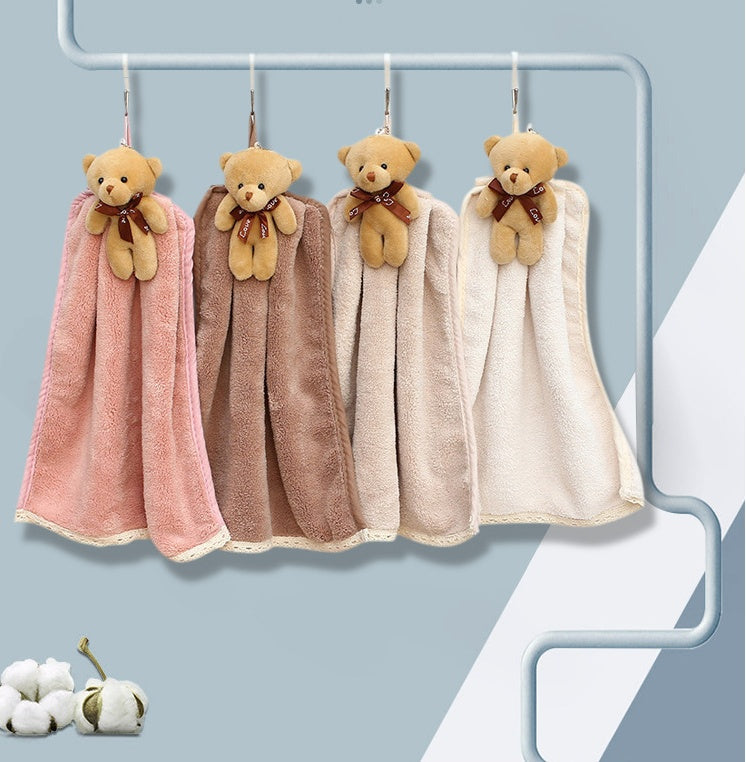 KTX-669395 Coral Velvet Microfiber Dish Towel - Absorbent Bathroom Hanging Towel in Beige, Khaki, Glutinous Rice, Dark Coffee