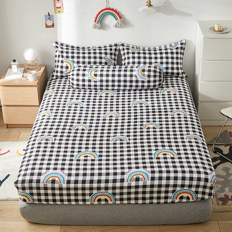 KTX-669651 Aloe Vera Cotton Cartoon Pattern Single Fitted Dust Cover with Pillowcases, Various Sizes Available