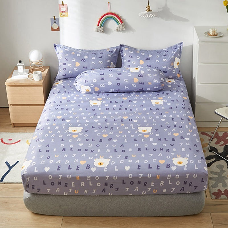 KTX-669651 Aloe Vera Cotton Cartoon Pattern Single Fitted Dust Cover with Pillowcases, Various Sizes Available