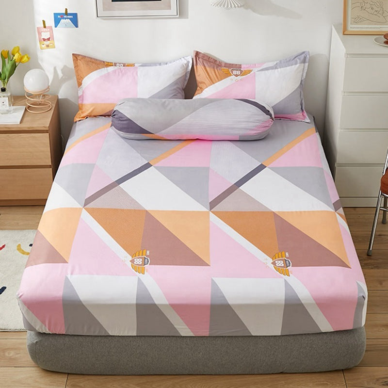 KTX-669651 Aloe Vera Cotton Cartoon Pattern Single Fitted Dust Cover with Pillowcases, Various Sizes Available