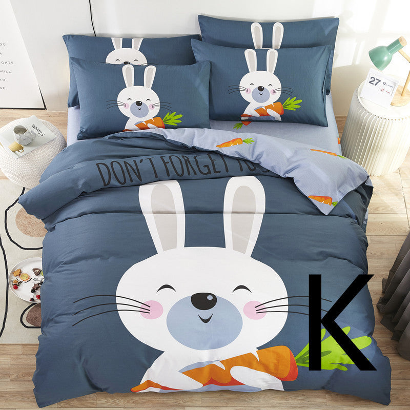 KTX-669651 Cute Cartoon Children’s Bedding Set - Cotton Quilt Cover, Bed Sheet & Pillowcases in Multiple Sizes