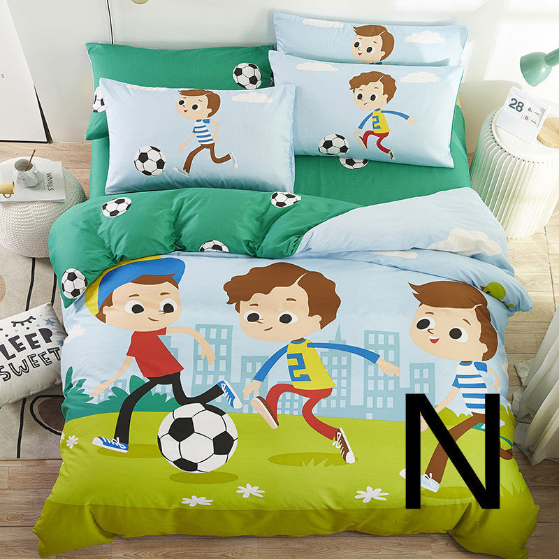 KTX-669651 Cute Cartoon Children’s Bedding Set - Cotton Quilt Cover, Bed Sheet & Pillowcases in Multiple Sizes