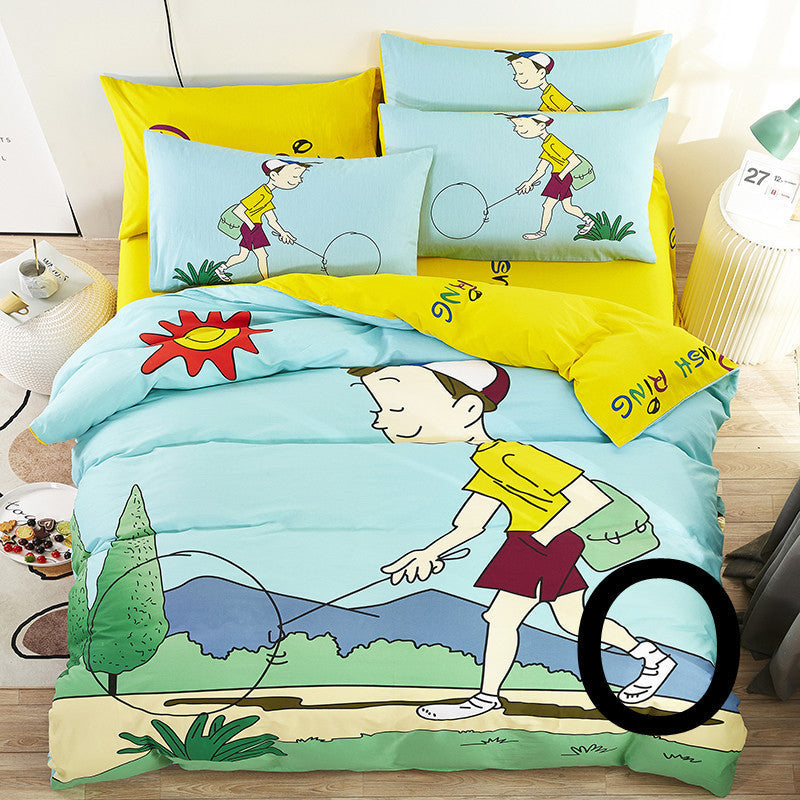 KTX-669651 Cute Cartoon Children’s Bedding Set - Cotton Quilt Cover, Bed Sheet & Pillowcases in Multiple Sizes