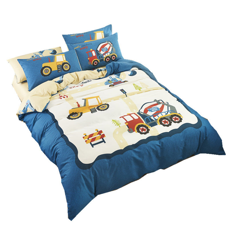 KTX-669651 Cute Cartoon Children’s Bedding Set - Cotton Quilt Cover, Bed Sheet & Pillowcases in Multiple Sizes