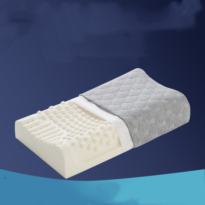 KTX-669971 Natural Latex Pillow with Cotton-Polyester Case, Supportive Design for Spine Alignment and Allergy-Friendly Comfort