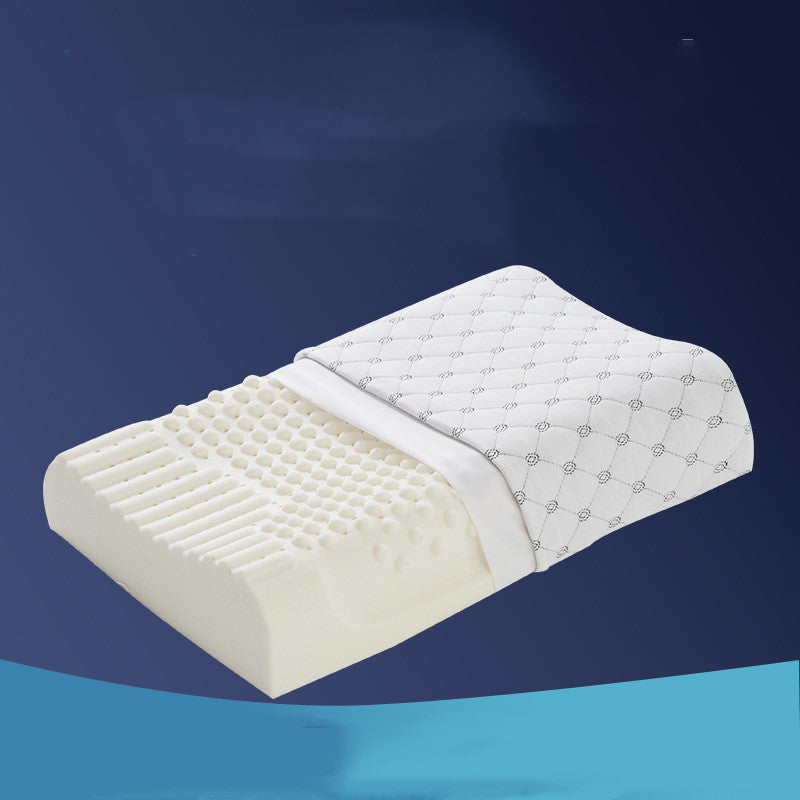 KTX-669971 Natural Latex Pillow with Cotton-Polyester Case, Supportive Design for Spine Alignment and Allergy-Friendly Comfort