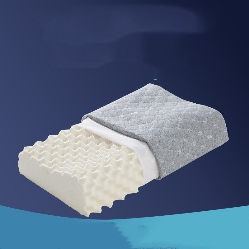 KTX-669971 Natural Latex Pillow with Cotton-Polyester Case, Supportive Design for Spine Alignment and Allergy-Friendly Comfort