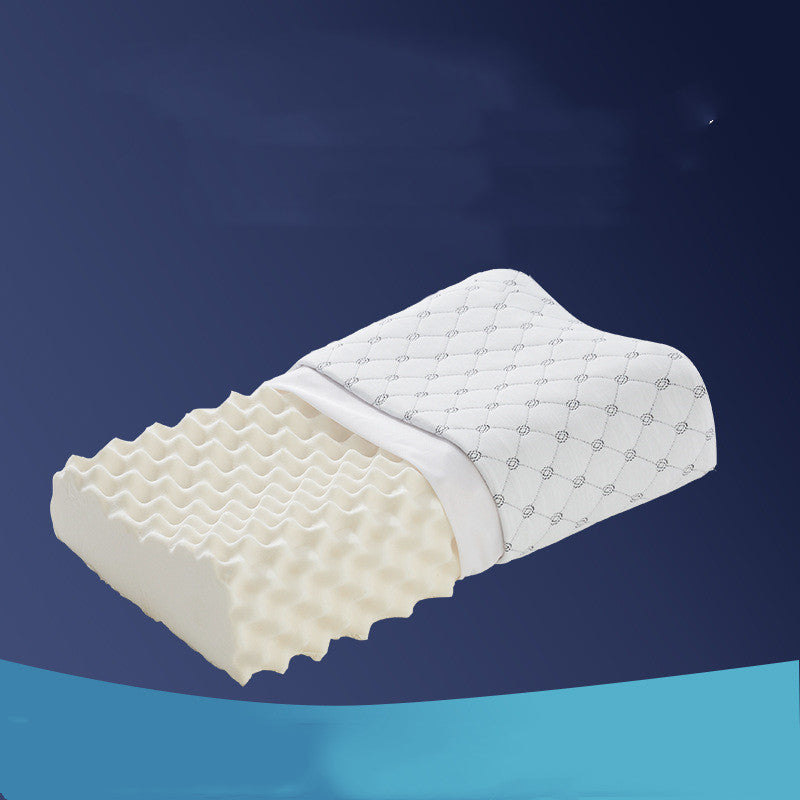 KTX-669971 Natural Latex Pillow with Cotton-Polyester Case, Supportive Design for Spine Alignment and Allergy-Friendly Comfort