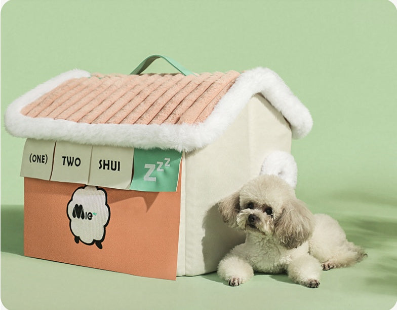 KTX-670099 Cozy Winter Cat House Made of Soft Cloth, 46x43x40cm, Perfect for Pets Up to 20kg