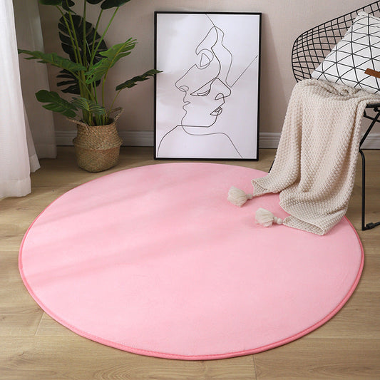KTX-670867 Round Coral Fleece Carpet Cushion for Home and Bedroom, Multiple Colors and Sizes Available