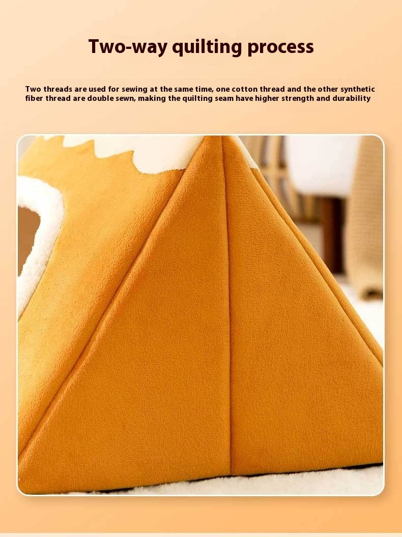 KTX-671251 Cozy Triangle Elk Nest for Cats and Dogs - Warm Winter Sleeping Bed