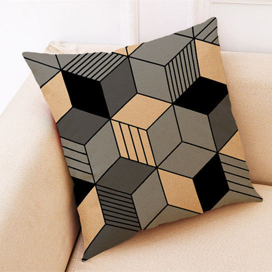 KTX-672019 Marble Pattern Cotton and Linen Pillowcase, Super Soft Velvet Cushion Cover, 45x45cm