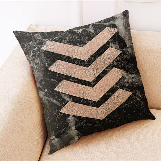 KTX-672019 Marble Pattern Cotton and Linen Pillowcase, Super Soft Velvet Cushion Cover, 45x45cm