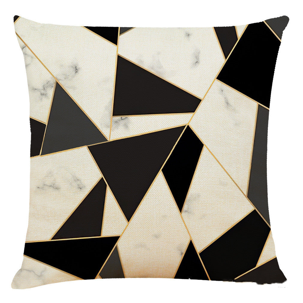 KTX-672019 Marble Pattern Cotton and Linen Pillowcase, Super Soft Velvet Cushion Cover, 45x45cm