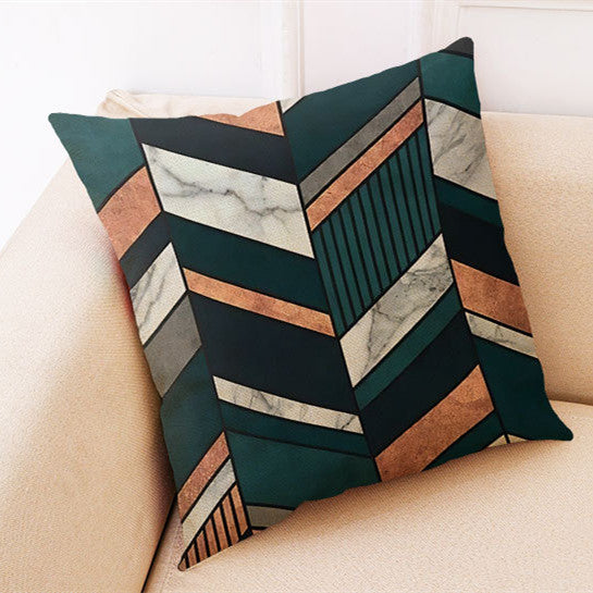 KTX-672019 Marble Pattern Cotton and Linen Pillowcase, Super Soft Velvet Cushion Cover, 45x45cm