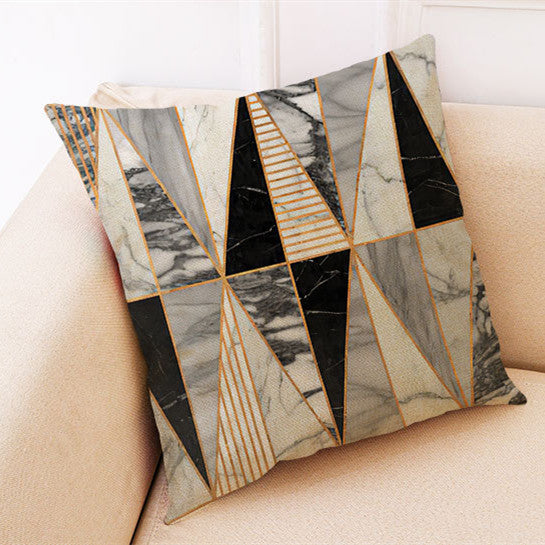 KTX-672019 Marble Pattern Cotton and Linen Pillowcase, Super Soft Velvet Cushion Cover, 45x45cm