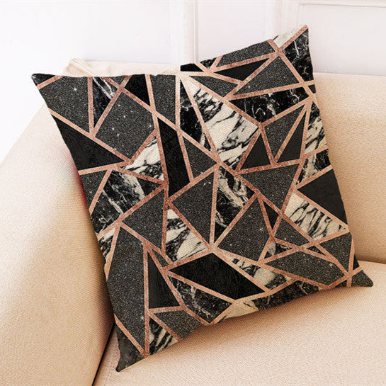 KTX-672019 Marble Pattern Cotton and Linen Pillowcase, Super Soft Velvet Cushion Cover, 45x45cm