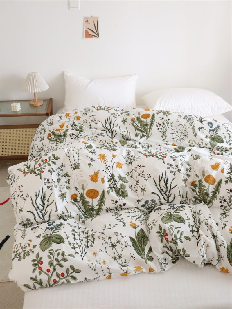 KTX-672595 Dandelion Floral Pure Cotton Bed Sheets Set in Multiple Sizes
