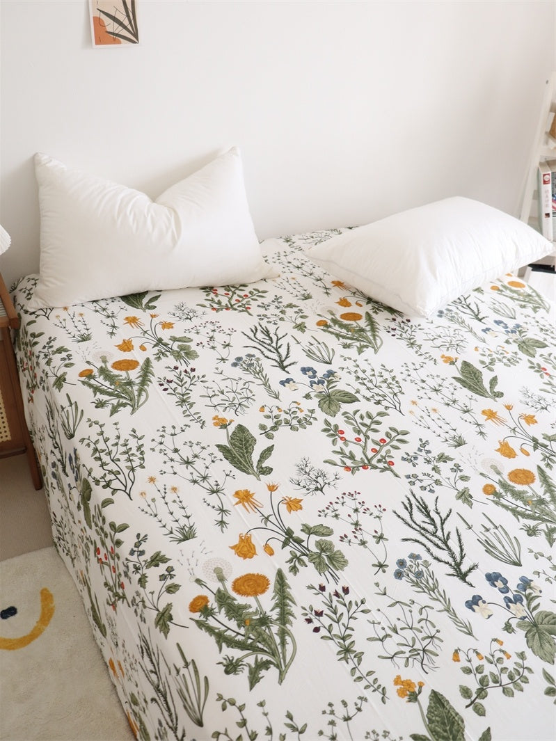 KTX-672595 Dandelion Floral Pure Cotton Bed Sheets Set in Multiple Sizes