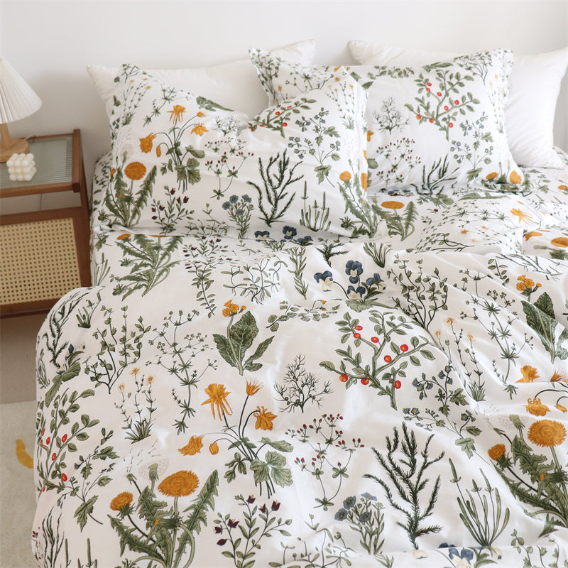 KTX-672595 Dandelion Floral Pure Cotton Bed Sheets Set in Multiple Sizes