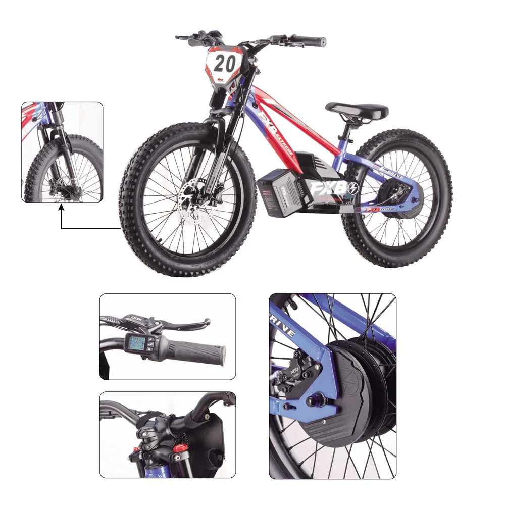 KTX-673683 20-inch Electric Balance Bike for Kids - 800W Hub Motor, 3-Speed, Foldable, Lightweight, Hydraulic Disc Brakes