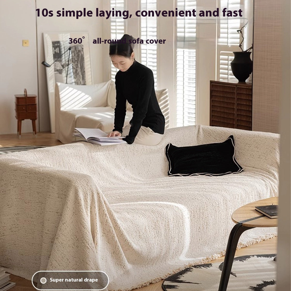 KTX-674835 Autumn and Winter Plush Yarn Sofa Slipcover Universal Blanket in Solid Colors