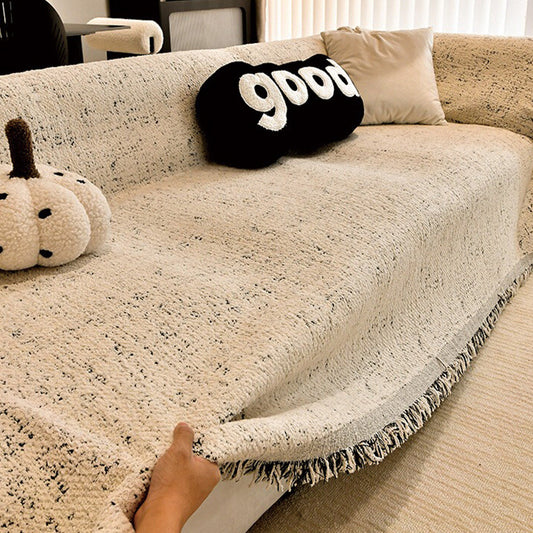KTX-674835 Autumn and Winter Plush Yarn Sofa Slipcover Universal Blanket in Solid Colors