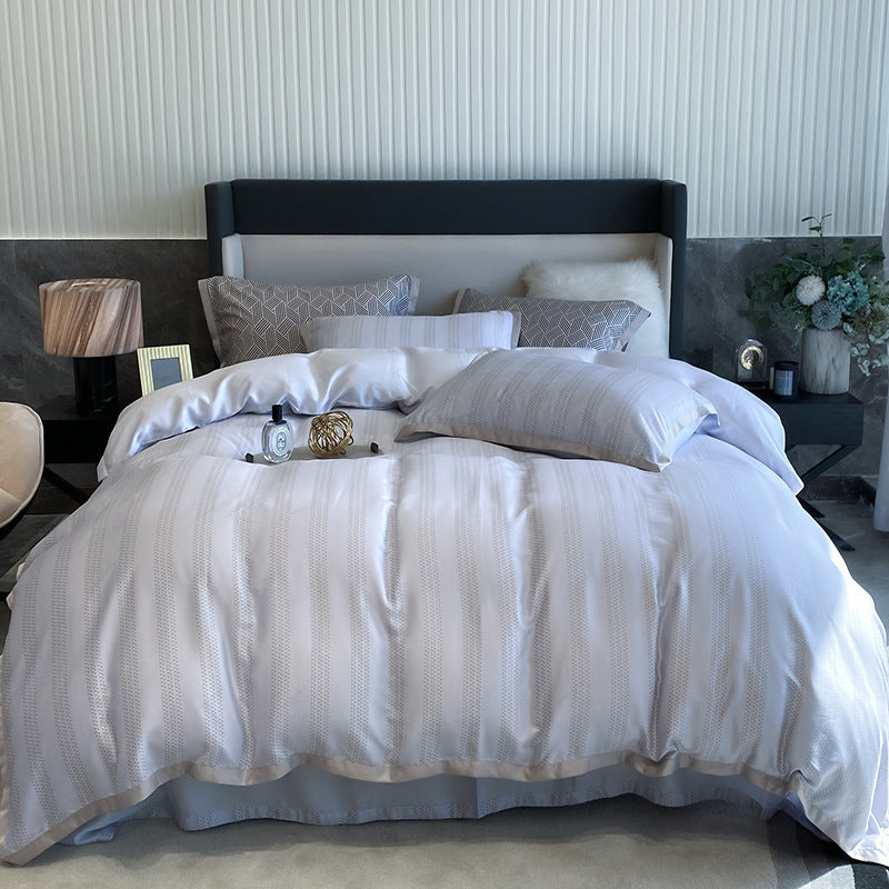 KTX-675731 Lenzing Tencel Double-sided Ice Silk Four-piece Geometric Duvet Cover Set for 1.8m Bed