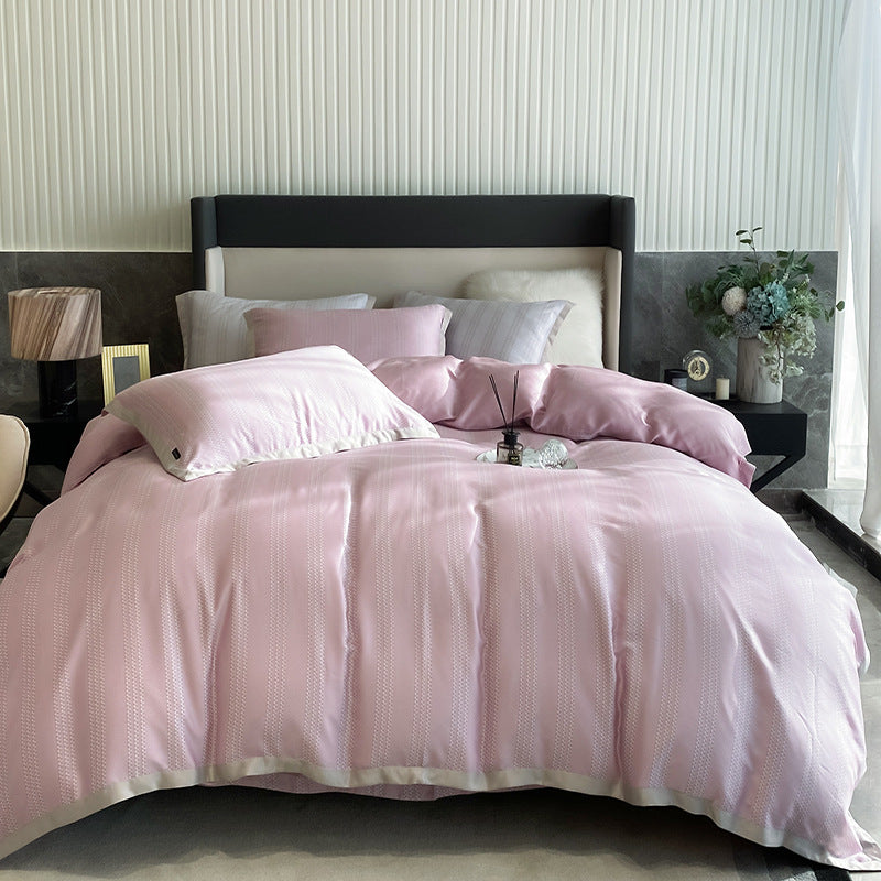 KTX-675731 Lenzing Tencel Double-sided Ice Silk Four-piece Geometric Duvet Cover Set for 1.8m Bed