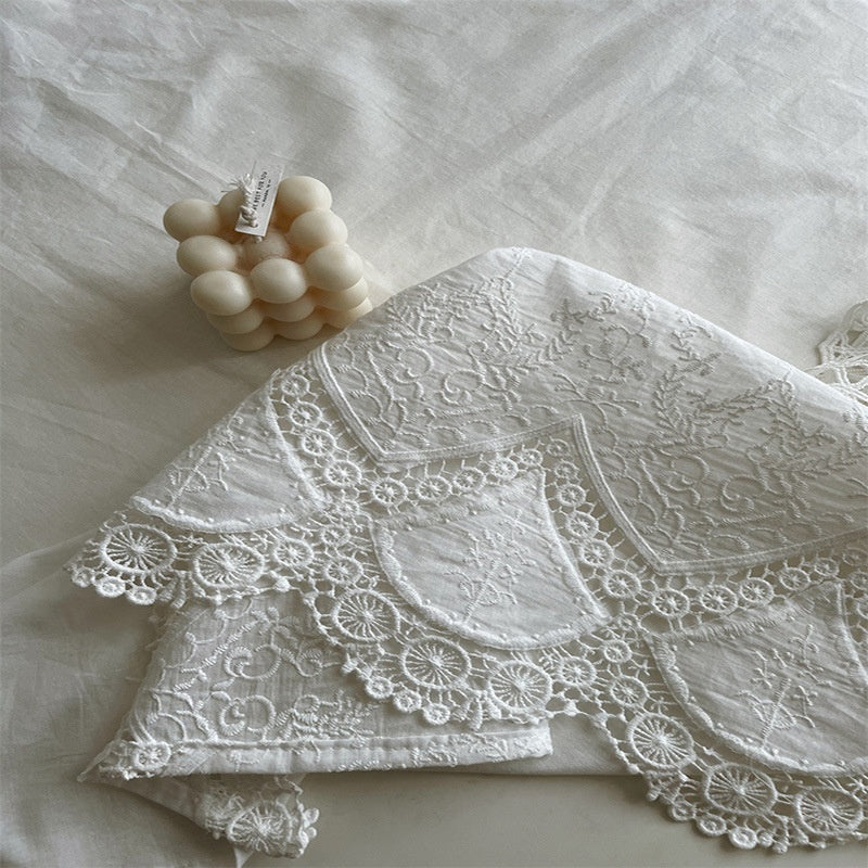 KTX-677139 French Pure Cotton Lace Tablecloth - Anemone Design, Rectangle Shapes Available