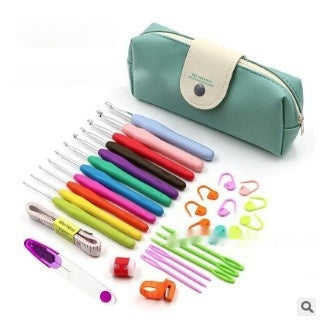 KTX-677395 Colorful Soft Handle Crochet Hook Set with Scissors - 30, 33, or 41 Pieces