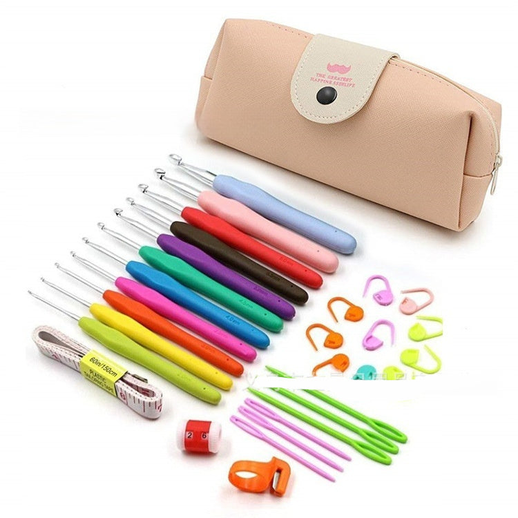 KTX-677395 Colorful Soft Handle Crochet Hook Set with Scissors - 30, 33, or 41 Pieces