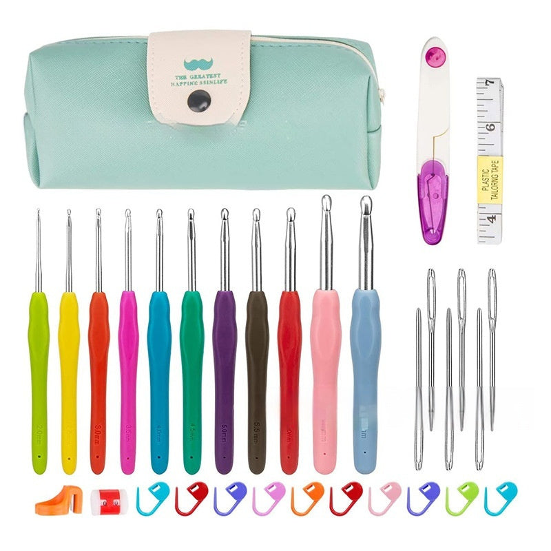 KTX-677395 Colorful Soft Handle Crochet Hook Set with Scissors - 30, 33, or 41 Pieces