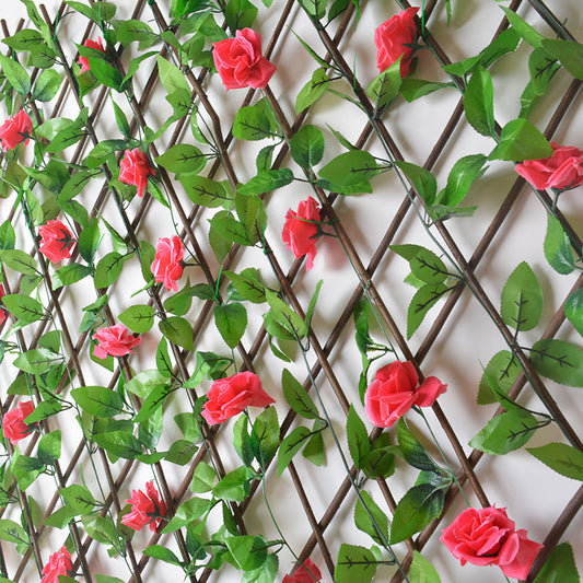 KTX-677651 Telescopic Silk Flower Fence for Indoor Garden Decoration, Morning Glory & Rose Options
